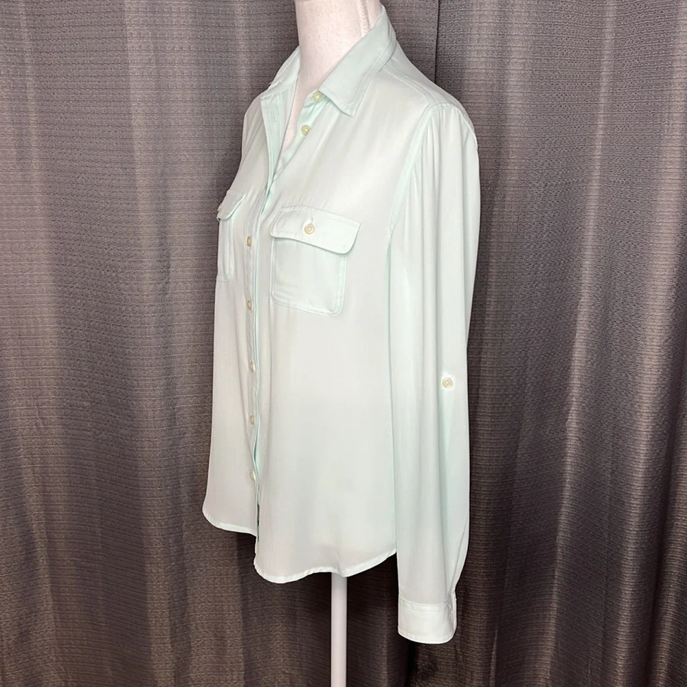 LOFT XS LIGHT MINT GREEN BUTTON BLOUSE - Picture 4 of 7